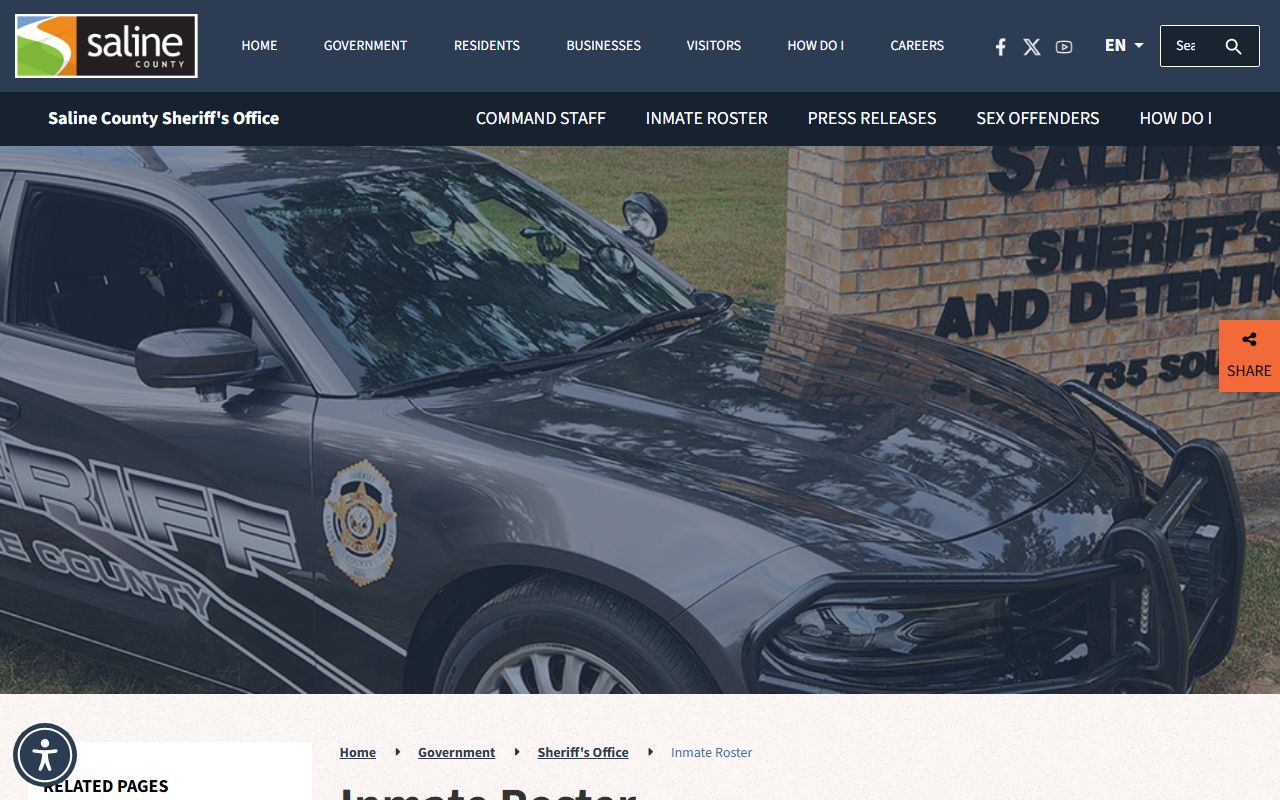 Saline County inmate population roster wrapper and jail roster disclaimer